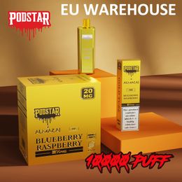 100% d'origine rechargeable 10000 bouffées de bobine de maille Podstar E-cigarettes jetables avec 10 saveurs de fruits en stock dans l'entrepôt de l'UE.