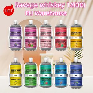 100% Savage Whisky d'origine 16000 Vapes Puff Sigarette Elettroniche 26ml 650mAh Mesh Coil 6 Colours LGB Light Type-C rechargeable VS Vape 10000 15K Puff