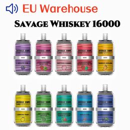 100% originele Savage Whiskey 16000 vaper e-sigaretten wegwerp vape bladerdeeg 10 smaken 26 ml 5% 650 mah Mesh Coil 6 kleuren LGB Light Type-C Oplaadbaar versus 15k bladerdeeg poco
