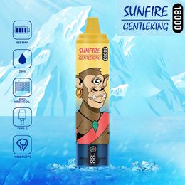 100% d'origine Sunfire Tornado 18000 Puffes ÉNORME VAPOSE VAPOSE PRÉFUMÉE 25 ML E Cigarette 850mAh Bobine en filet