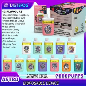 100% originele Tastefog 7000 Puffs 7K Wegwerp E Sigaretten Feature Mesh Coil 16ml Disposables Vapes Pen Astro Tastefog 7000 2% Oplaadbare 650 mAh 20 mg Nic
