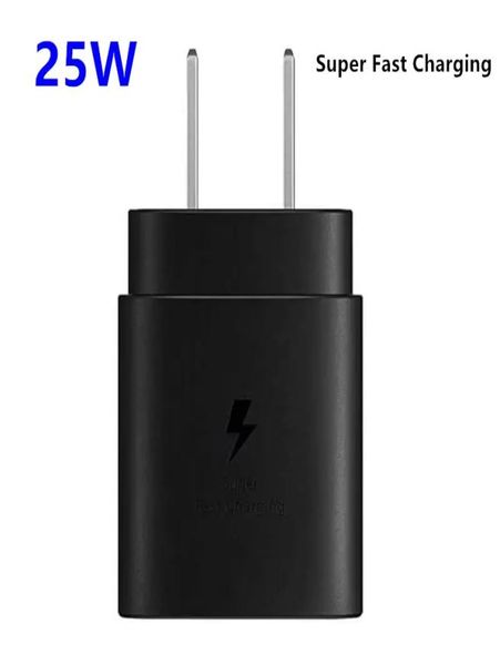 100 chargeurs de type C d'origine Note 10 USB C Charge rapide Adaptateur de chargeur rapide EU US PD 25W Prise murale pour Samsung Galaxy No4572250