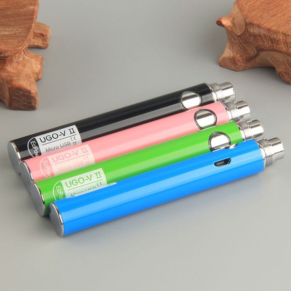 100% Original UGO V II 510 Fil Batterie Micro USB Rechargeable EGO Vape Pen 650 900 mAh Evod Passthrough Vapes