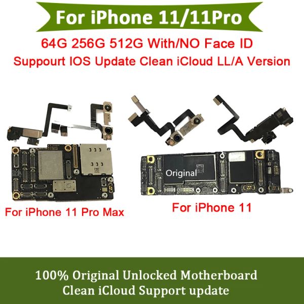 Carte mère déverrouillée à 100% pour l'iPhone 11 Pro Max Logic Board avec ID de visage entièrement testé Système de support Nettoyant iCloud