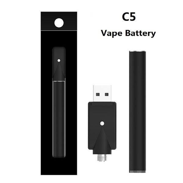 100% Vision Vape Battery Mod C5 Bud Touch Batterie de 10,5 mm Vape automatique sans bouton 345mAh pour 510 cartouches indicateur Twist Light Twistable Tension Vape Vape