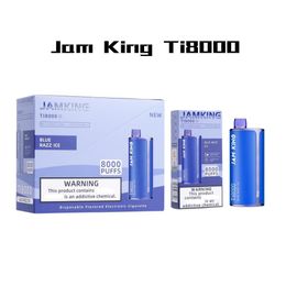 100% originele Ti7000 Jam King Ti8000 Vapes Wegwerpvape-pen 8000 trekjes 19 ml Sapsmaak 600 mAh Oplaadbaar 0 mg 20 mg 30 mg 50 mg met schermweergave vs bladerdeeg 9000 9k