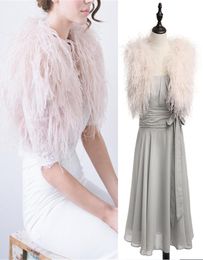 100 chaqueta de piel de BOLERO nupcial de plumas de avestruz para dama mujer vestido de noche vestido de novia dama de honor abrigo de piel chales por encargo6401602