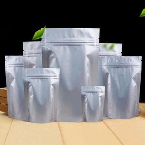 Paquete de 100, bolsa con cremallera de papel de aluminio plateado de pie para almacenamiento de alimentos a largo plazo y cierre de cremallera de protección coleccionables