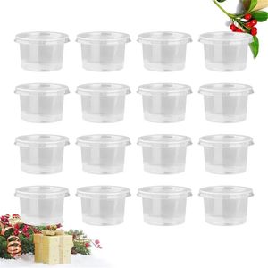 Paquete de 100 tazas para salsa para llevar, porción de plástico desechable, recipientes redondos pequeños para comida, taza para salsa con tapa