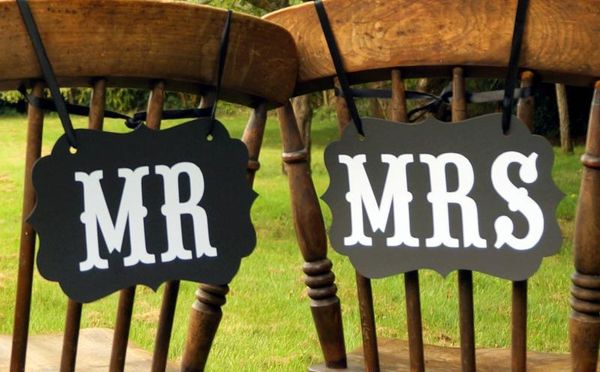 50 paires Mr Mrs Black Wedding Party Bannière Décoration Photo Booth Prop Bonne Qualité Brand New