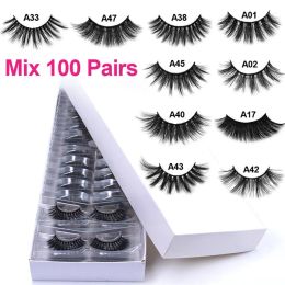 100 paires de faux cils naturels, vendeur, maquillage Direct d'usine, bande 3D, en vrac