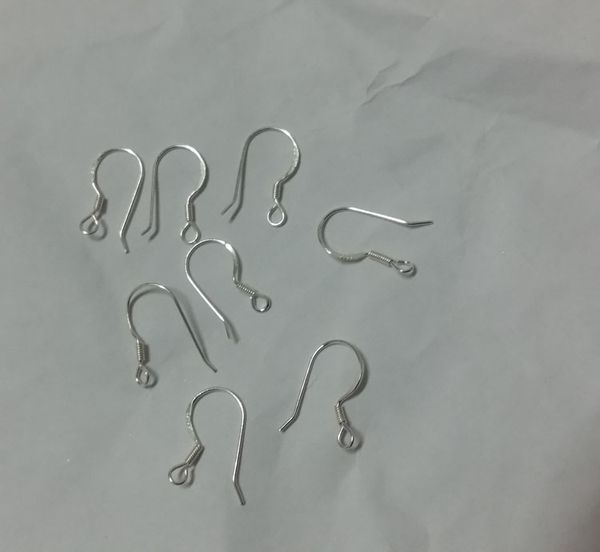 100 paires (200pcs) argent plat français oreille boucle d'oreille fil crochets bobine bob pour bijoux boucles d'oreilles (moyen)