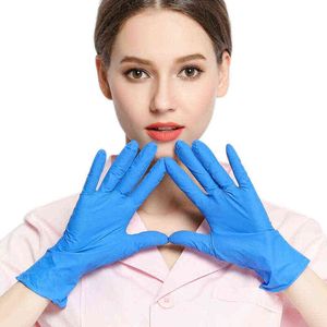100 paren 24 * 12.5Disposable rubberen handschoenen Blue Nitril Latex Dunne Anti-Skid Huishoudelijke schoonmaak Leverie M