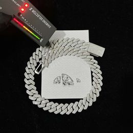 100% Pass Diamond Tester 18 mm S Sterling Sier Iced Out 3rows VVS Moisanite Cuban Link Chain Men Hiphop Collier Bijoux