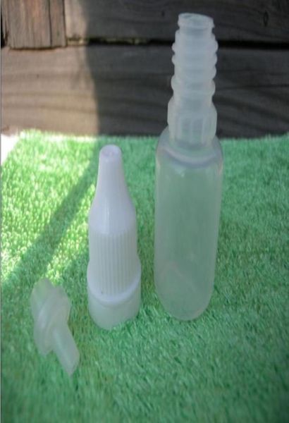100 pcs 10 ml 13 oz bouteilles de compte-gouttes en plastique avec bouchons d'épreuve Caps TIBS TIEF RING SAFE PE LDPE 4 E Vapor Cig Liquid Factory 970973271523