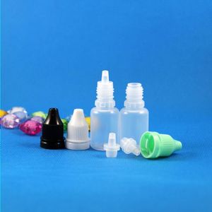 100 pcs 10 ml (1/3 oz) bouteilles de compte-gouttes en plastique Capes d'épreuves TIPS SAFE LDPE E VAPOR CIG liquide 10 ml
