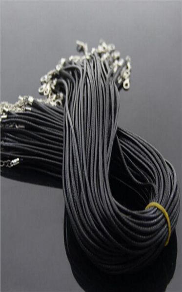 100 piezas de cordones de collar de cuero pu ajustables negros de 1618 pulgadas con cierres de langosta plateados 26388879412