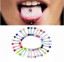 100 pièces 2020 plus récent Lot taille boule langue nombril mamelon haltères anneaux barres corps bijoux couleur mixte Piercing joli cadeau 4507119