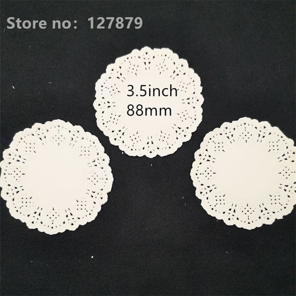 100 Pcs 3 5 88 mm 8 8 cm Blanc Rond Dentelle Papier Napperons Vintage Dessous De Table Napperon Artisanat De Mariage De Noël Décoration De Table T200703