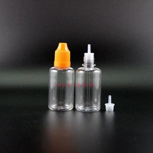 100 Pcs 30 ML PET Druppelflesje Zeer transparant Kind Proof Veilig Plastic Druppelflesje Squeeze Vapor kleurrijke caps Vvgvl