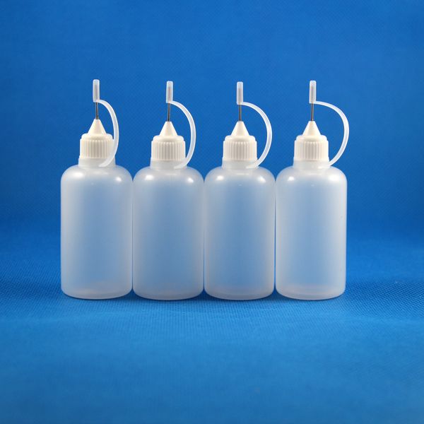 Flacons compte-gouttes en plastique de 50ml, 100 ensembles/lot, avec capuchons d'aiguilles en métal, embouts de sécurité en caoutchouc, sous-emballage de magasin LDPE, Flux liquide, encre à souder 50 mL