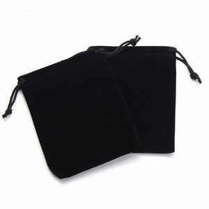 100 Unids 5 cm * 7 cm, 7 cm * 9 cm Bolsas de tela negra Favor de la boda Bolsas de tela de terciopelo con cordón Bolsas de regalo de joyería para fiesta, joyería, festival