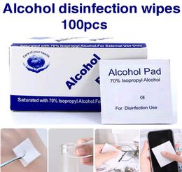 100 pcs alcohol toallita húmeda desinfección preparatoria almohadilla antiséptica antiséptica para la piel de cuidado de la piel joya del teléfono móvil limpieza 6292207