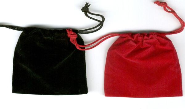 100 pcs bolsas de regalo de terciopelo de terciopelo negro bolsas de joyería 7 x 9 cm Brownbluered9966615