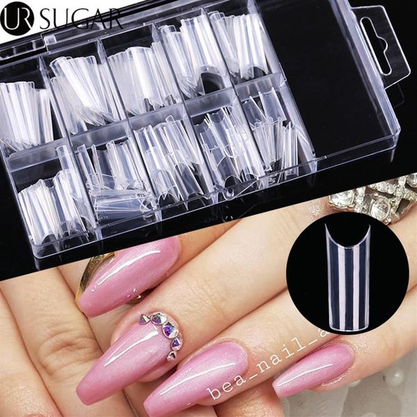 100 pièces boîte peu profonde faux ongles conseils ultra-mince trace-c arc UV Gel vernis ongles conseils professionnel Extension Tools217f