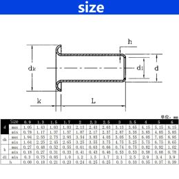 100 pcs en laiton Eyelets Métals cuivre cuivre en rivet cuivre à travers le rivet de trou GB876 M0,9 M1,3 1,5 2 2,3 2,5 3 3,5 4 5 6 mm