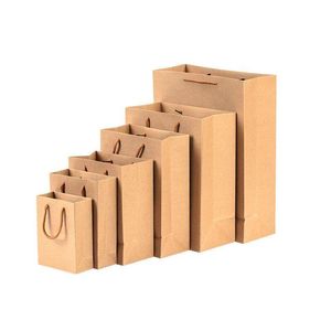 100 Pcs Brun Kraft Papier Shopping Merchandise Party Gift Bags avec Corde Poignées 16 Tailles En Gros Cnhbm