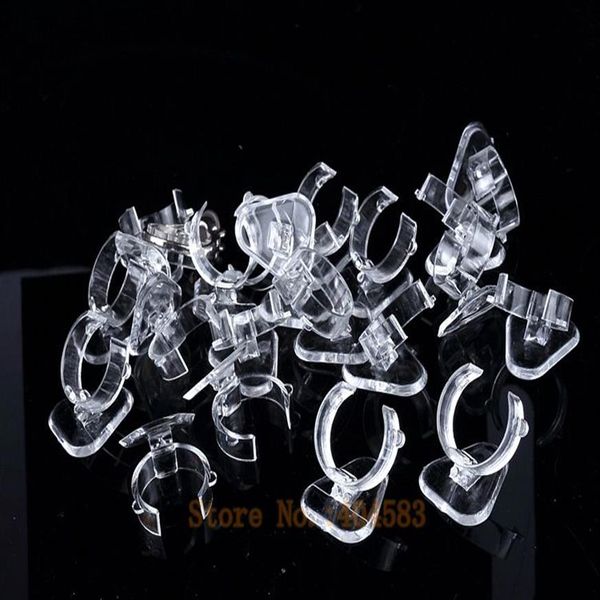 100 pcs Clear View Elastic-C cercle de cercle en plastique Affichage du support de support de la tablette de table de table de table mX200810226m