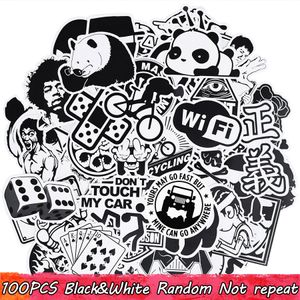 100 pc's koel waterdichte zwart -witte punk anime sticker voor volwassenen om DIY waterfles telefoonhoes te telefoonhoes laptop plakboek gitaarfiets motorfiets