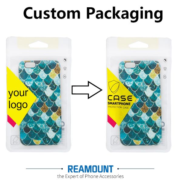 200 pièces logo personnalisé OPP emballage de sac de détail en plastique pour iPhone 7 7 Plus couverture de téléphone pour étui de téléphone Samsung S5