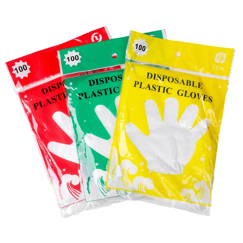 100 PCS Gants jetables Gants en plastique pour la cuisson des gants de préparation alimentaire Gants de service de nourriture transparents