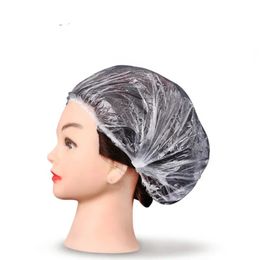 100 pc's wegwerpdouche doppen hoed Clear Spa Hair Salon Hotel Eenmalige baden Elastische douchekap badkamerproducten Badpappen
