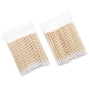 100 pc's wegwerpbare ultra-klein katoenen wattenstaafje lint gratis micro borstels houten katoenen knoppen wattenstaafjes wimperverlenging vrouwen make-upgereedschap