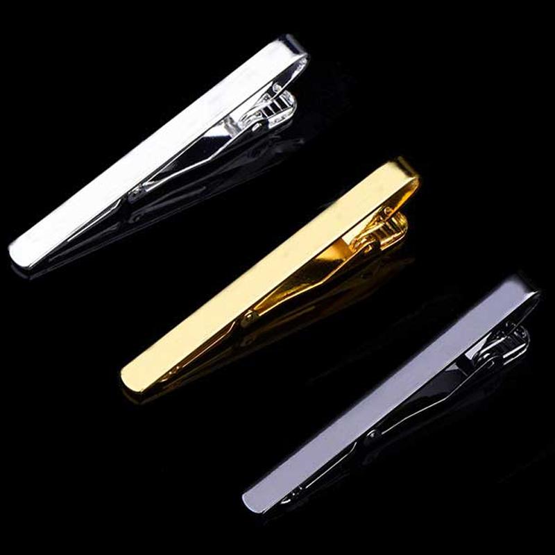 100 PCs Modestil -Krawattenclip für Männer Metall Silber Gold Ton Einfacher Riegel Verschluss Praktischer Krawattenclip