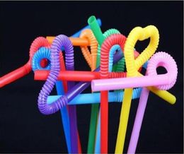 100 Unids Plástico Flexible Bendy Colores Mezclados Fiesta Pajitas Desechables Niños Cumpleaños Decoración de Boda Suministros para Eventos 267H4030276