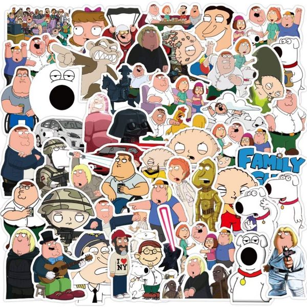 100 Uds., divertida serie de TV familiar, pegatinas de dibujos animados de Peter Griffin, pegatinas de grafiti para equipaje DIY, monopatín para ordenador portátil