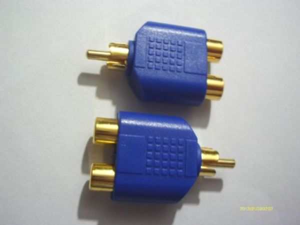 100 piezas chapado en oro RCA AV audio Y divisor Adaptador de enchufe 1 macho a 2 hembra