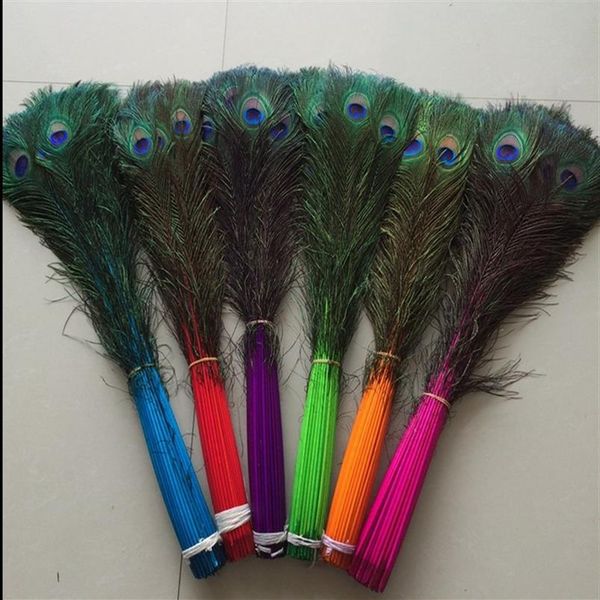 100 PCS Alta calidad 70-80 cm 28 - 32 pulgadas plumas de pavo real U pick color227r