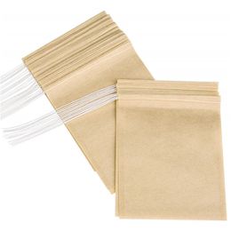 100 unids/lote bolsas de filtro de papel para herramientas de té con cordón bolsa de papeles sin blanquear para hojas sueltas 6*8cm