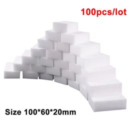 100 pcs/lote Melamine Sponge Magic Sponge Sponge Cleaner de melamina para la cocina Baño de oficina Nano Cleaning Sponges 10x6x2cm