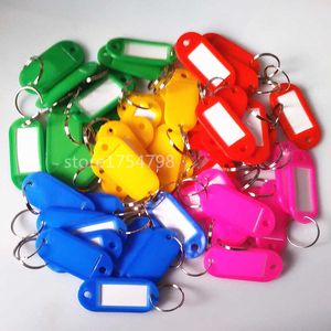 100 pcs / lot plastique clé d'identifiant étiquettes d'étiquettes de clés de clés de porte-clés de porte-clés de 2 couleurs DIY Image cadre rouge rose vert bleu jaune H0915