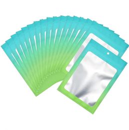 100 PCS Lot Hersluitbare aluminiumfoliezakken Zelfafdichting Gradiënt Kleur Geurbestendig tas