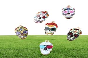 Lote de 100 unidades de dijes de calavera, colgantes de esqueleto, accesorios de joyería Diy en Metal dorado, 7 colores diferentes, 6271108