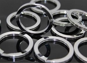 100 stks / partij roestvrij stalen ijzer ronde metalen sleutelhanger rhodium plated ring sleutelhanger 25mm 28mm 30mm 32mm 33mm 35mm