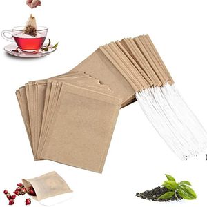 100 pcs / lot sachets de filtre à thé jetables outil de café infuseur non blanchi naturel forte pénétration sac en papier pour feuilles mobiles en bois RRF12427