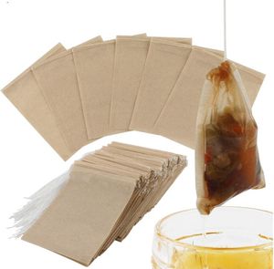 100 unids/lote de bolsas de filtro de té, infusor de papel desechable para herramientas de café, papeles naturales sin blanquear para hojas sueltas, Color blanco, 6*8cm